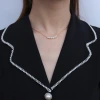 Japanese and Korean minimalist pearl pendant necklace for women's collarbone, chock titanium steel P750 details Picture